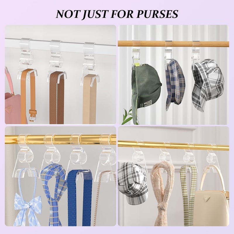 BOCONY Purse Hanger for Closet 6 Pcs, Acrylic Purse Organizer Hooks, Handbags Hanging Holder for Bag Scarf Belt, Clear - Image 5